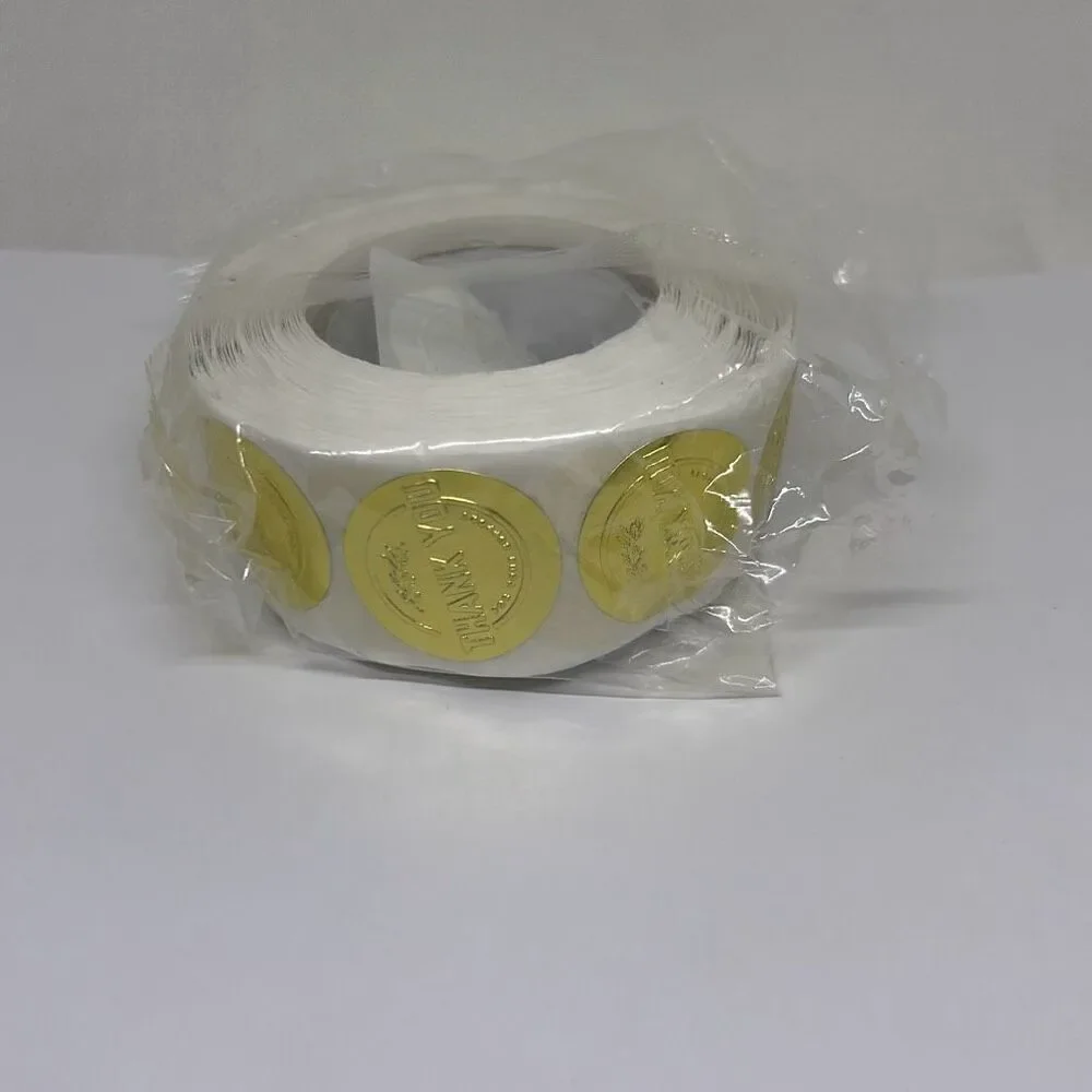 500 Pieces/roll 2.5CM Thank You For Ordering Sticker Gift Gold Label Stickers